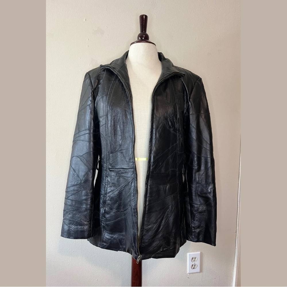 SOLD ‼️ Vintage Black Leather Patchwork Jacket